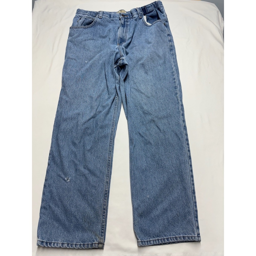 LL Bean Comfort Waist Jeans Mens 36x30 Light Wash Blue Cotton Relaxed